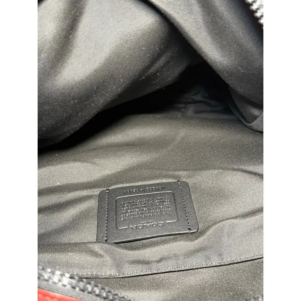 Coach CE488 West Signature Canvas Varsity Logo Backpack Brown Red